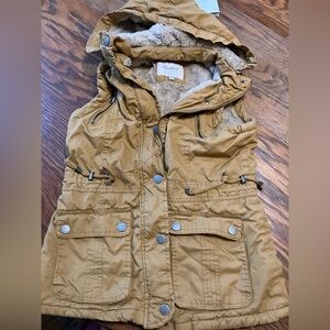 Snobbish collection mustard Hooded Vest with Faux Fur Lining